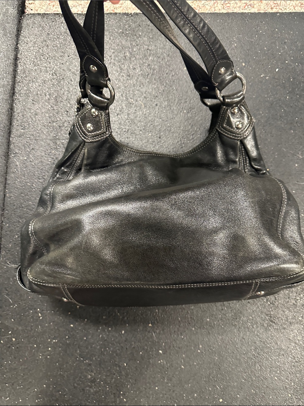 Coach Black Leather Shoulder Bag with Silver-Tone Hardware - Picture 5 of 5